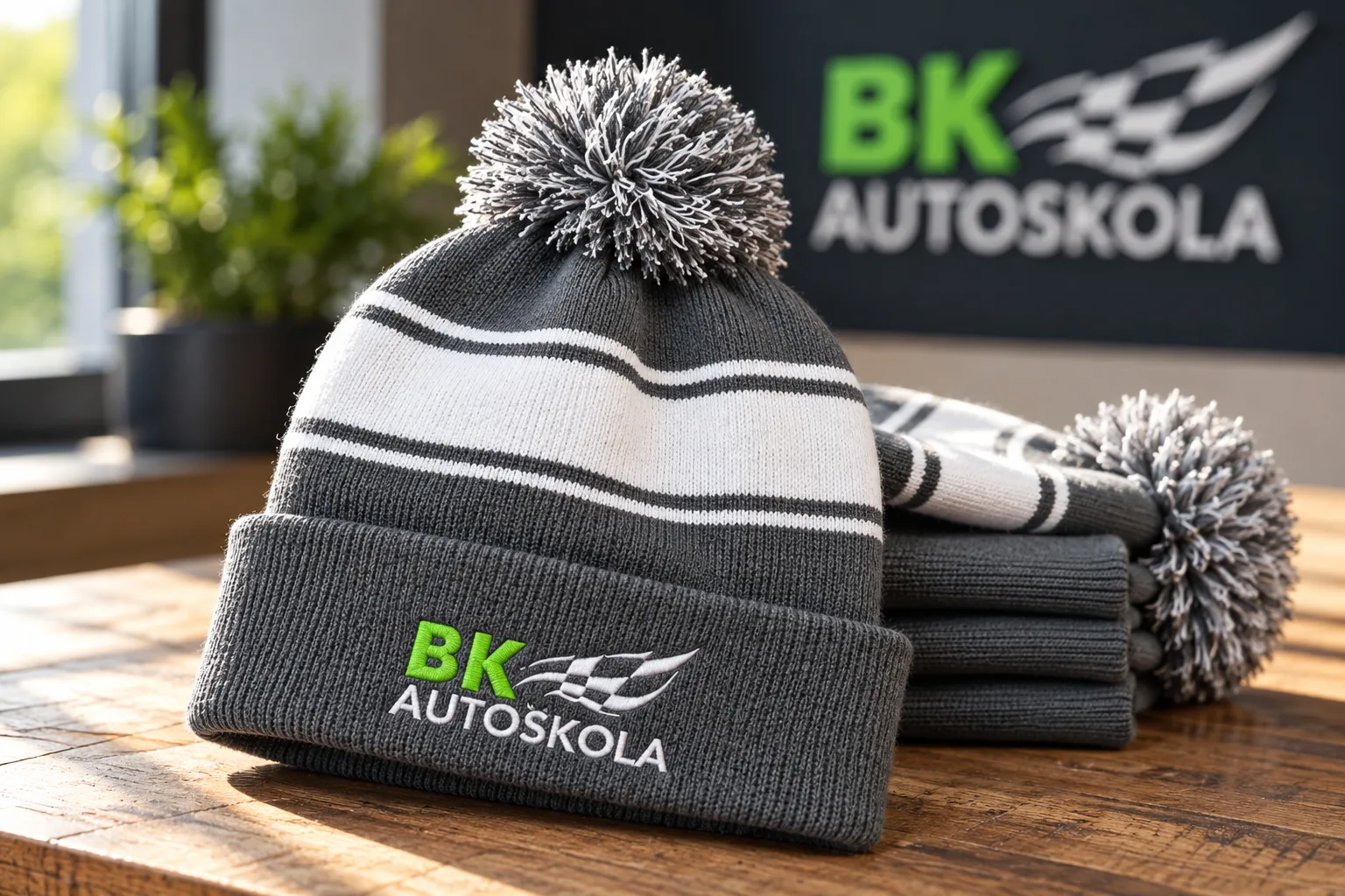 BK Autoškola – reklamní čepice s výšivkou