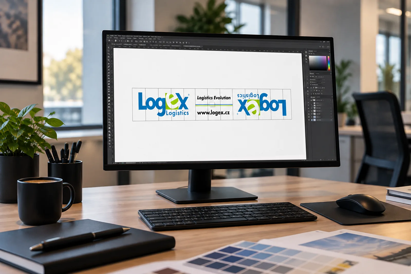 Grafický návrh značení mola LogEx na monitoru